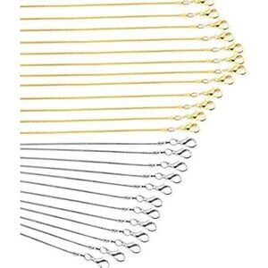 24 Pcs Gold Plated and Silver Plated 1.2 mm Chains Necklace 18 Inch and 20 Inch